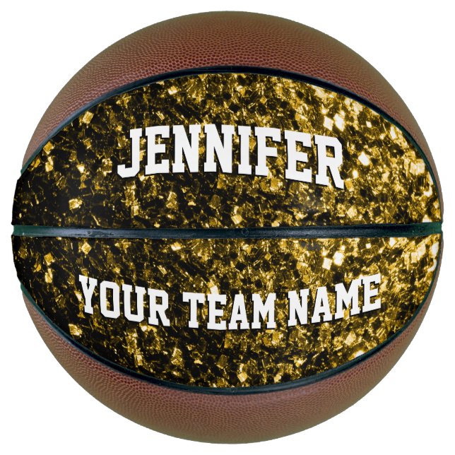 Dark gold glitter sparkles Your name Team Basketball (Front)
