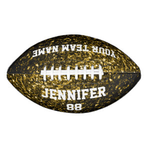 Dark gold glitter sparkles Your name Team Football