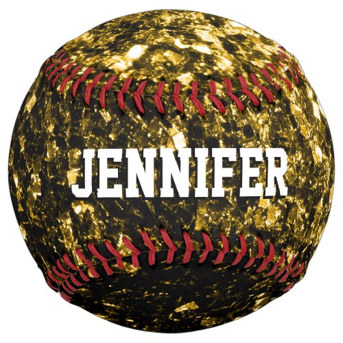 Dark gold glitter sparkles Your name Team Softball