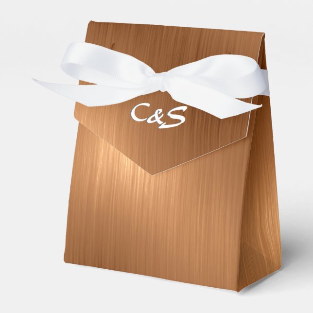 Dark Gold Personalized Favor Boxes (Front Side)