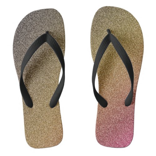 Dark_Gold_Pink Gradient Glitters Pair of Flip Flops