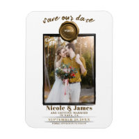 Dark Gold Wax Seal Photo Wedding Save the Date