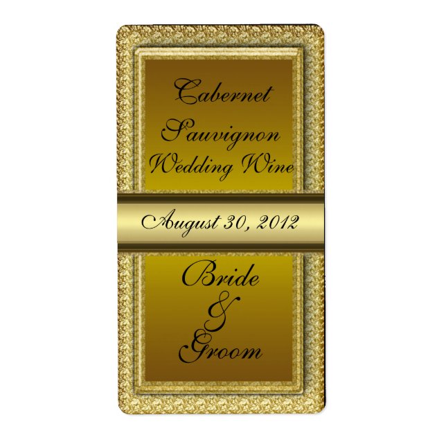 Dark Gold  Wedding Wine Label (Front)