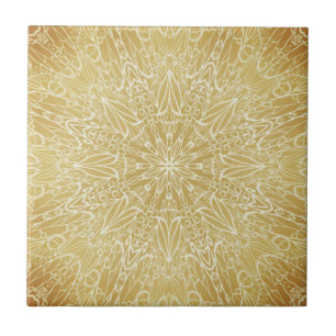 Dark gold white geometric star wheel ceramic tile