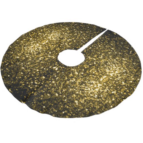 Dark gold yellow faux glitter sparkles brushed polyester tree skirt