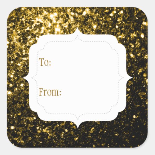 Dark gold yellow faux glitter sparkles Gift Tag