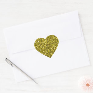 Dark gold yellow faux glitter sparkles Heart Sticker