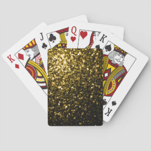 Dark gold yellow faux glitter sparkles poker cards