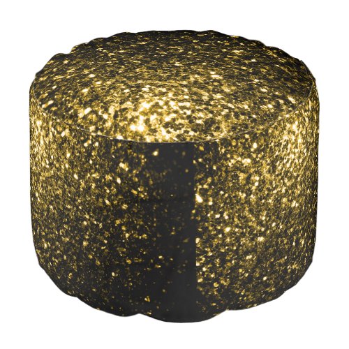 Dark gold yellow faux glitter sparkles pouf