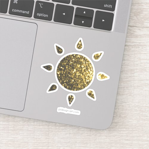 Dark gold yellow faux glitter sparkles Sun Sticker