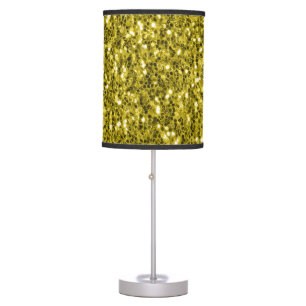 Dark gold yellow faux glitter sparkles Table Lamp
