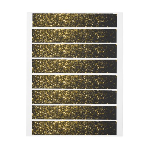 Dark gold yellow faux glitter sparkles wrap around address label