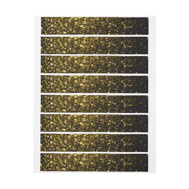 Dark gold yellow faux glitter sparkles wrap around address label (Sheet)