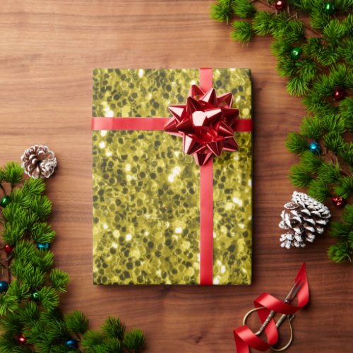  Dark gold yellow faux glitter sparkles Wrapping Paper