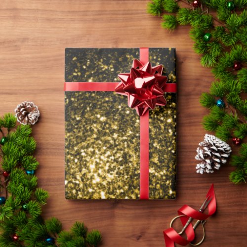 Dark gold yellow faux glitter sparkles wrapping paper