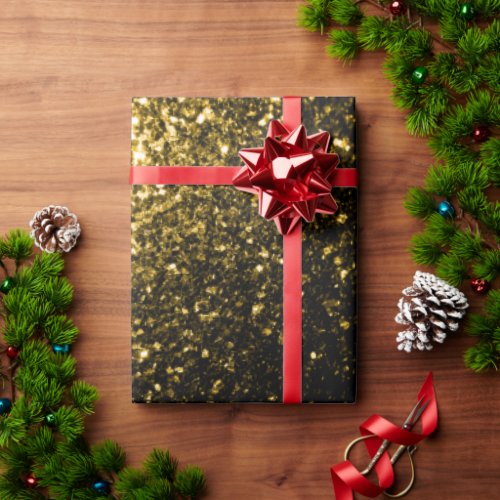 Dark gold yellow faux glitter sparkles wrapping paper