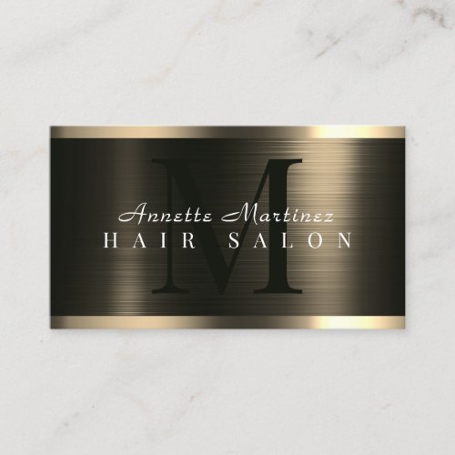 Dark golden tone faux metallic texture business card