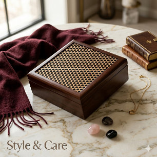 Dark Golden with Black Dot Style Wooden Jewelry Gift Box