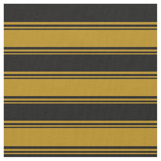 Dark Goldenrod and Black Stripes Fabric (Close Up)