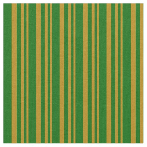 Dark Goldenrod and Dark Green Stripes Fabric