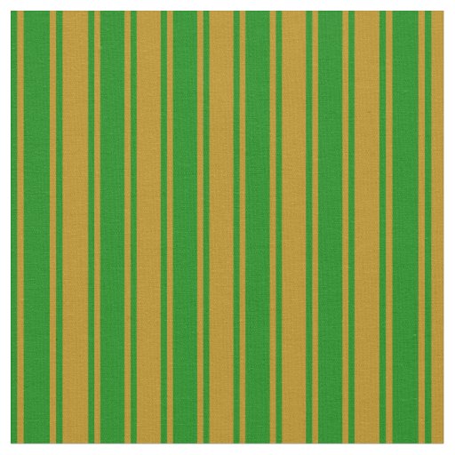 Dark Goldenrod and Green Stripes Pattern Fabric