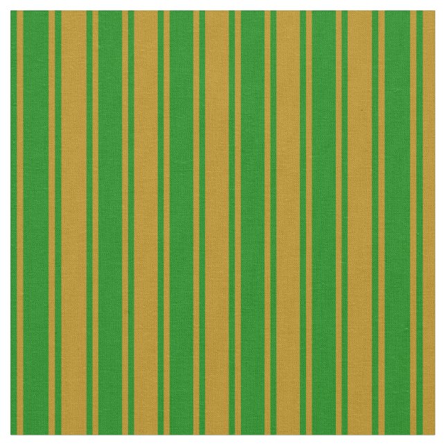 Dark Goldenrod and Green Stripes Pattern Fabric (Close Up)