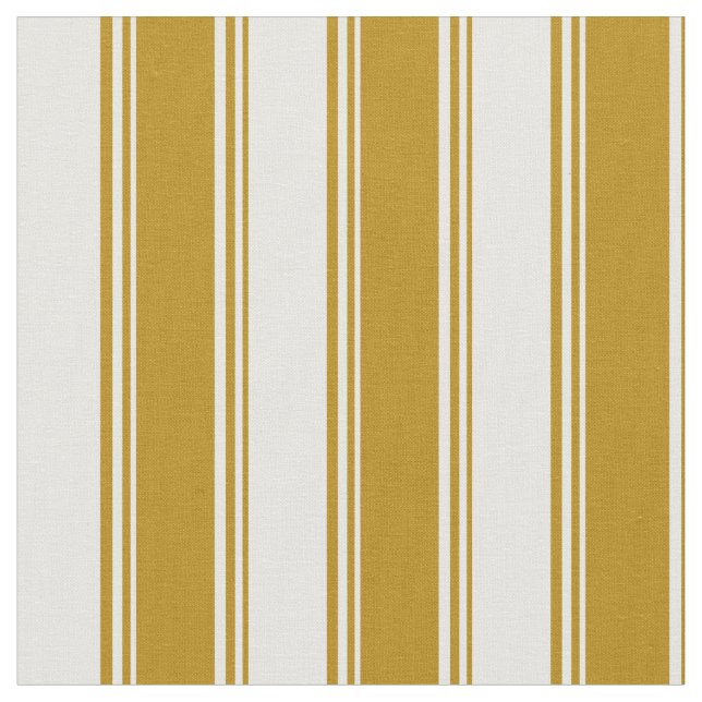 Dark Goldenrod and Mint Cream Stripes Pattern Fabric (Close Up)