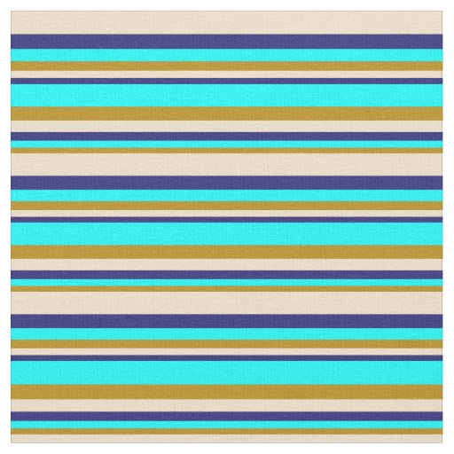 Dark Goldenrod, Aqua, Midnight Blue, and Tan Fabric