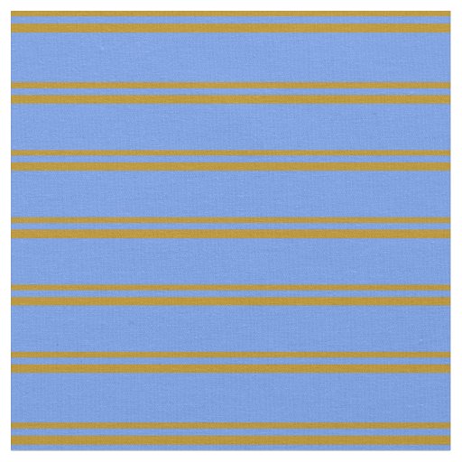 Dark Goldenrod & Cornflower Blue Striped Pattern Fabric