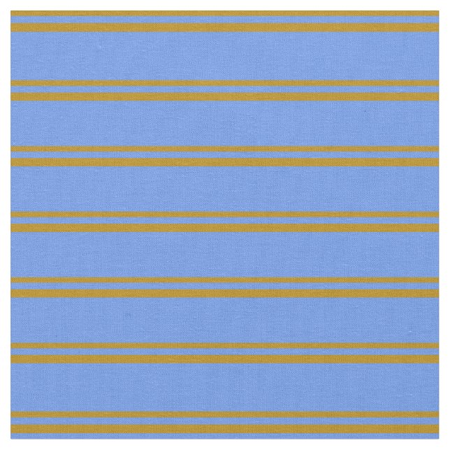 Dark Goldenrod & Cornflower Blue Striped Pattern Fabric (Close Up)