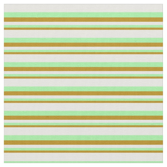 Dark Goldenrod, Green, and Mint Cream Pattern Fabric (Close Up)