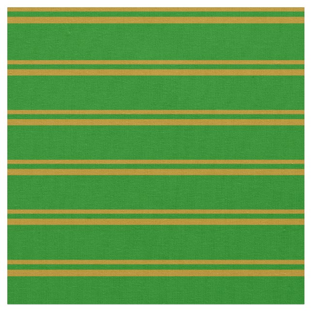 Dark Goldenrod & Green Stripes/Lines Pattern Fabric (Close Up)