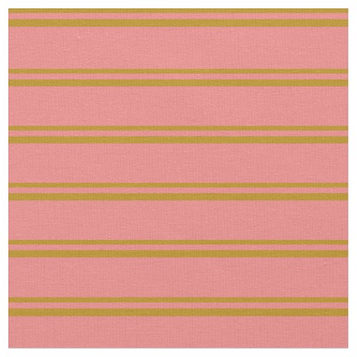 Dark Goldenrod & Light Coral Pattern of Stripes Fabric