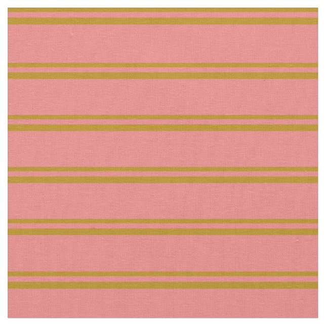 Dark Goldenrod & Light Coral Pattern of Stripes Fabric (Close Up)