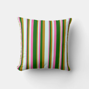 Dark Goldenrod, Light Cyan, Hot Pink & Dark Green Throw Pillow