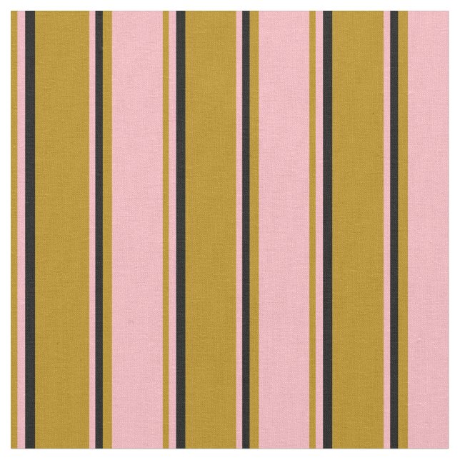 Dark Goldenrod, Light Pink, and Black Pattern Fabric (Close Up)