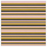 [ Thumbnail: Dark Goldenrod, Pink & Black Lines Pattern Fabric ]