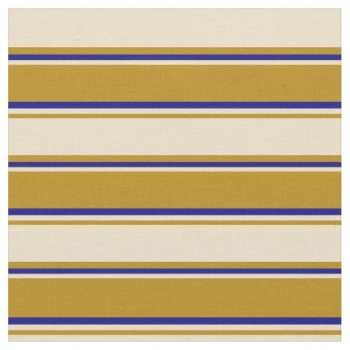 Dark Goldenrod, Tan & Blue Stripes Pattern Fabric