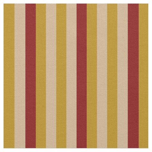 Dark Goldenrod, Tan & Maroon Colored Stripes Fabric