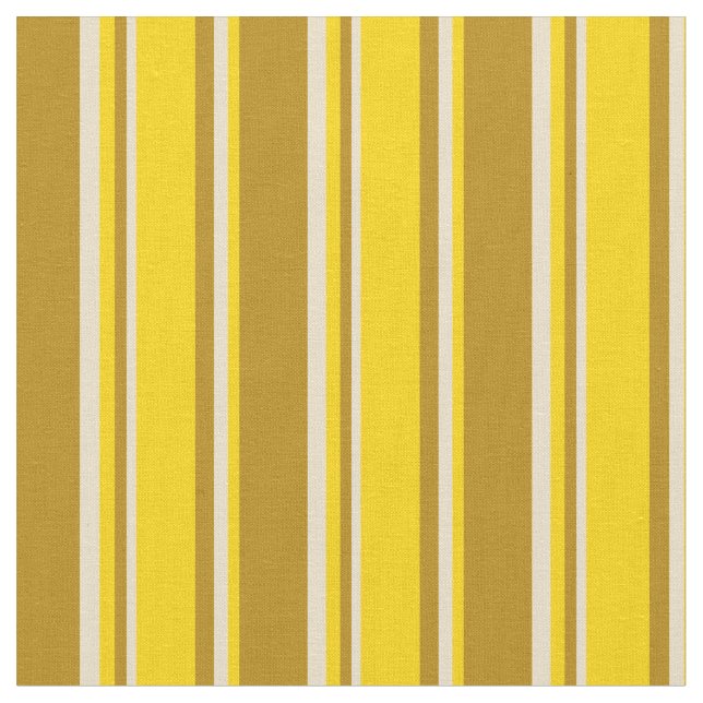Dark Goldenrod, Yellow & Tan Colored Stripes Fabric (Close Up)