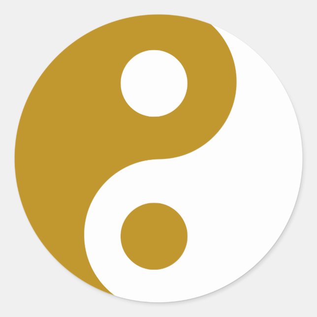 Dark Goldenrod Yin Yang Symbol Classic Round Sticker (Front)