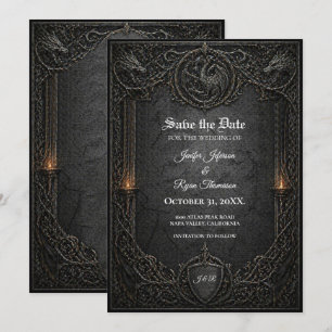Dark GOT Gothic Save the date invitation