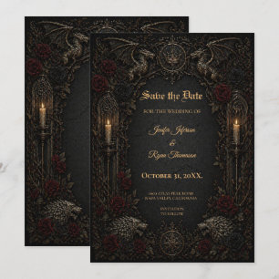 Dark GOT Gothic Save the date invitation