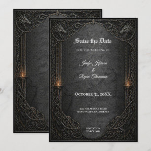 Dark GOT Gothic Save the date invitation