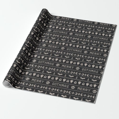 Dark Goth Christmas Sweater Wrapping Paper