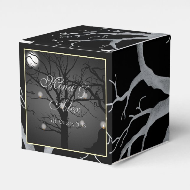 Dark Goth Forest Personalized Wedding  Favor Box (Front Side)