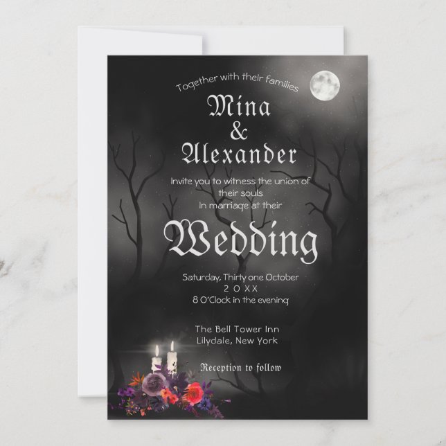 Dark Goth Halloween Theme Wedding  Invitation (Front)