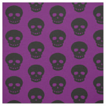 Dark Goth Purple Black Skulls Polka Dots Pattern