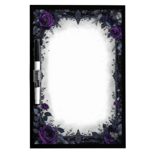 Dark Goth with Purple Roses Dry Erase Board