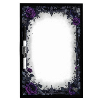 Dark Goth with Purple Roses Dry Erase Board